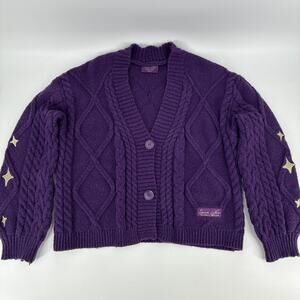 Taylor Swift Speak Now Sweater Women Medium Large Purple Chunky Knit Cardigan